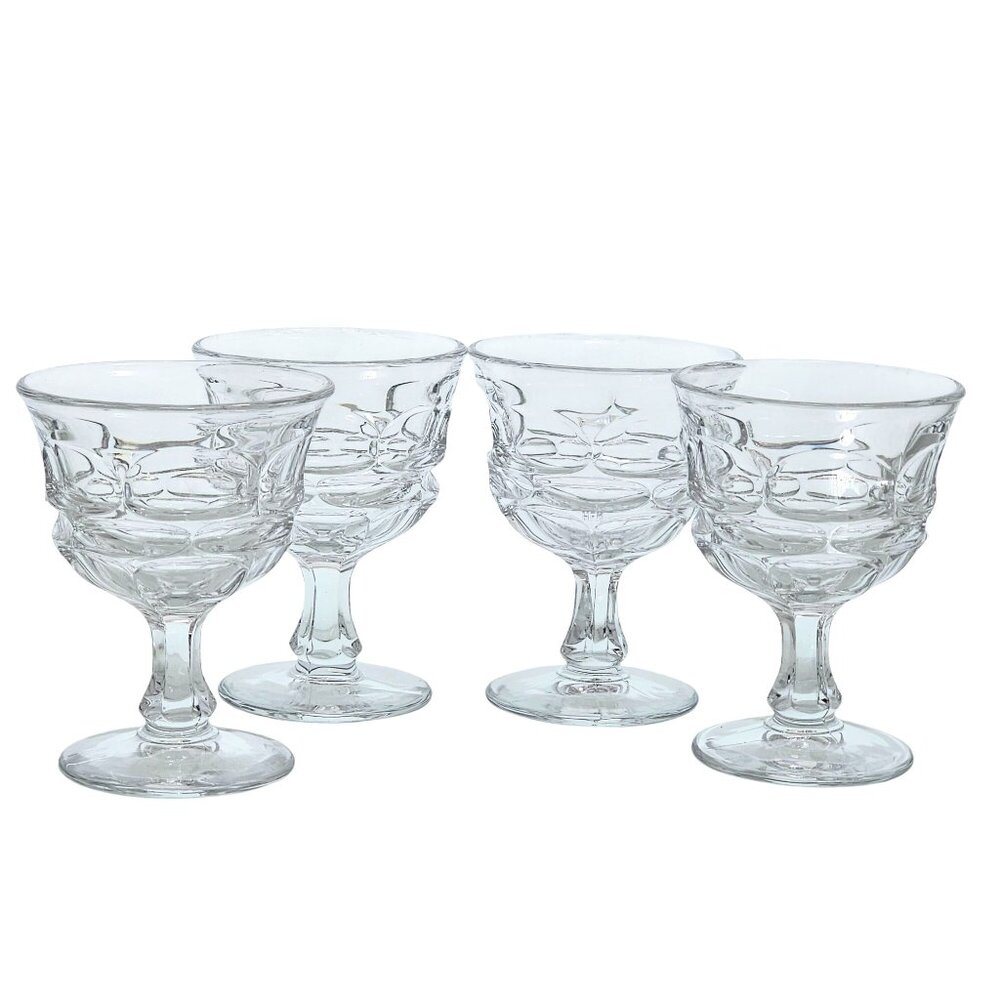 4 Fostoria Argus Champagne Coupes Goblets 5" vtg 1970s glass midcentury